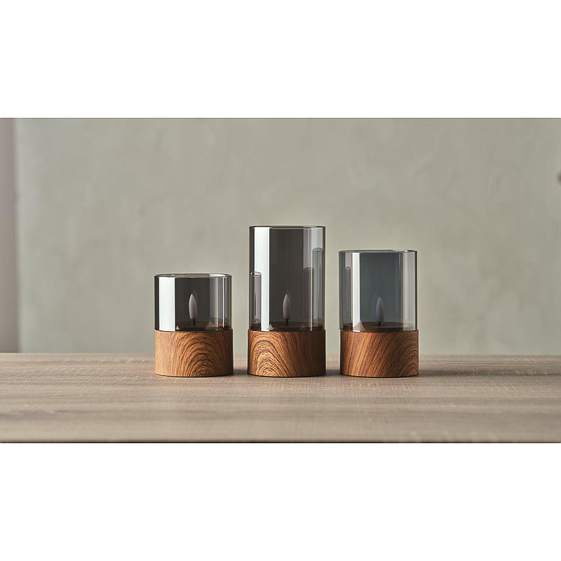 Vie Selected Ledlys 3 stk m/sotet glass Wood Base