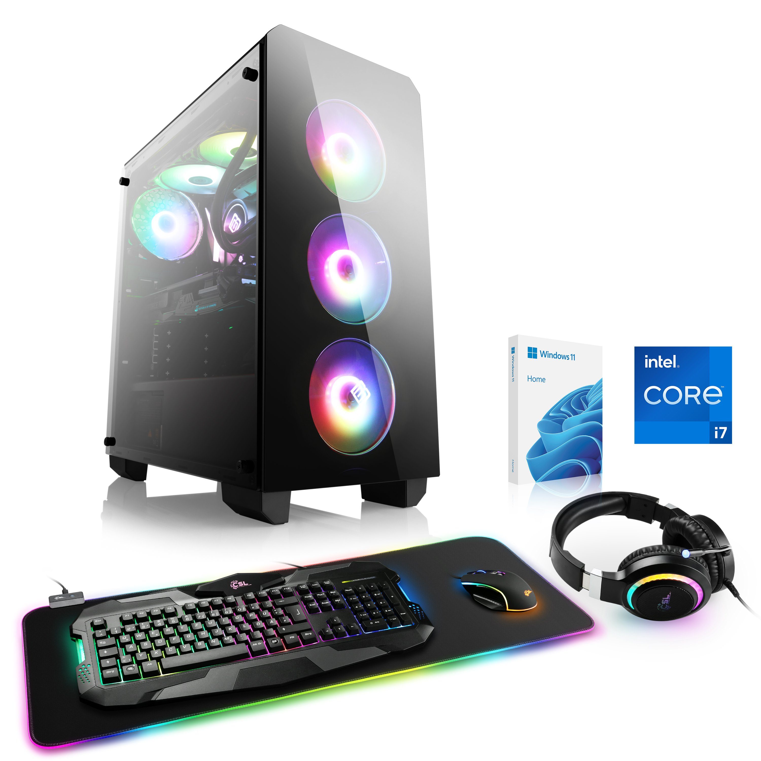 CSL HydroX L7310 Gaming-PC (Intel® Core i7 12700KF, GeForce RTX 4070, 32 GB RAM, 1000 GB SSD, Wasserkühlung)