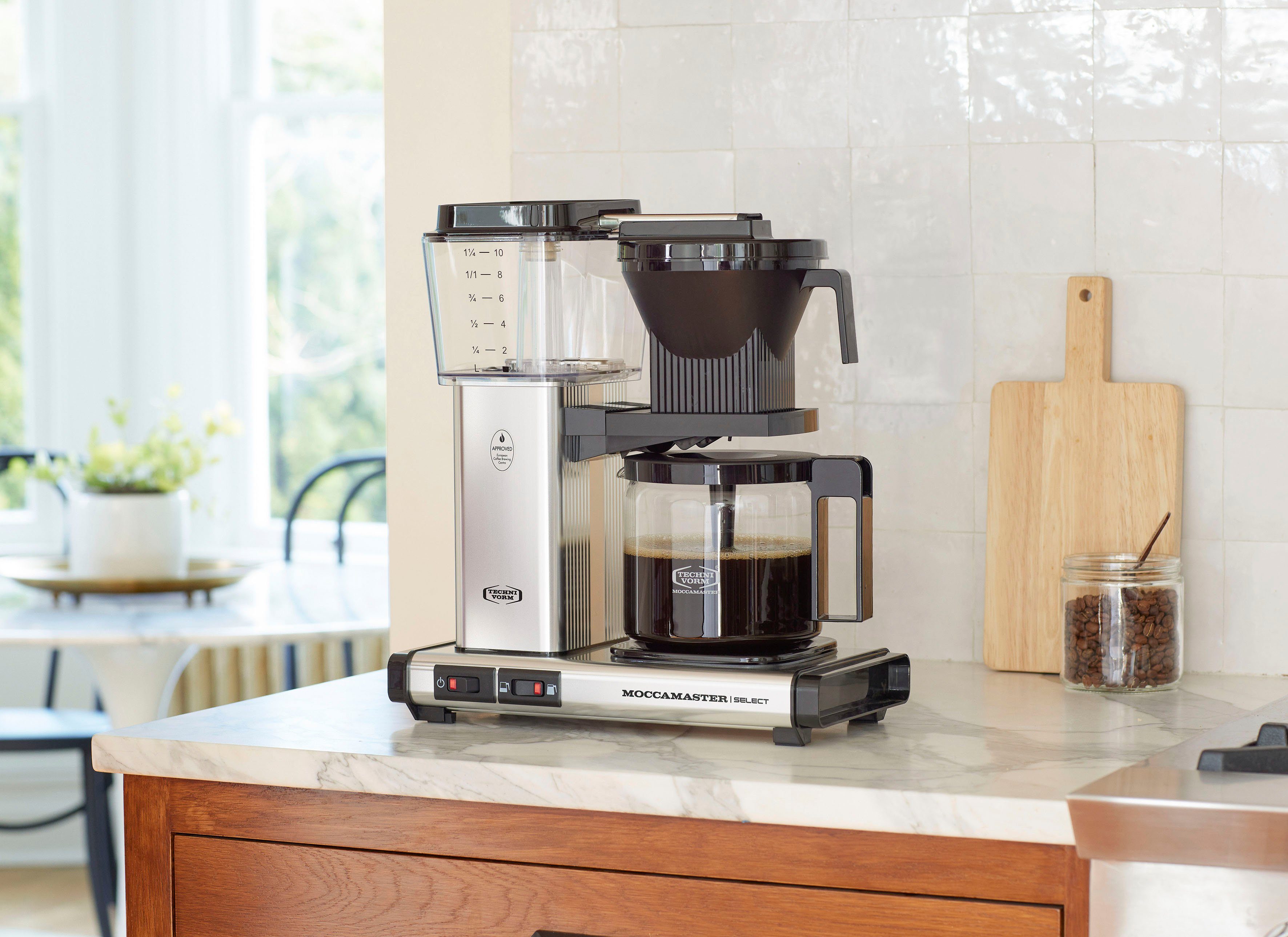 Moccamaster Filterkaffeemaschine KBG Select polished silver, 1,25l Kaffeekanne, Papierfilter 1x4