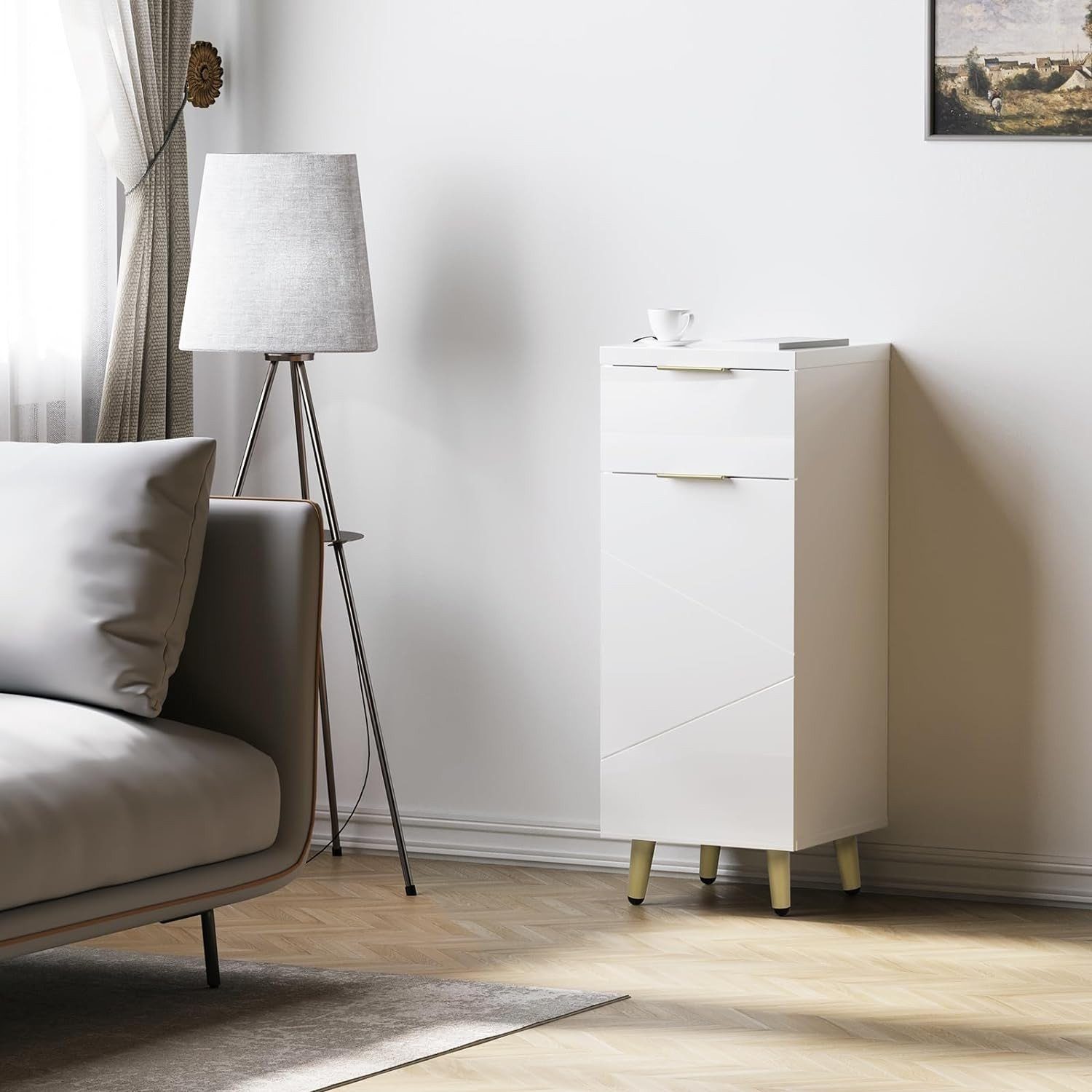 EUGAD Badkommode (1 St), Badezimmerschrank mit Schublade, 2 Ablagen, aus MDF