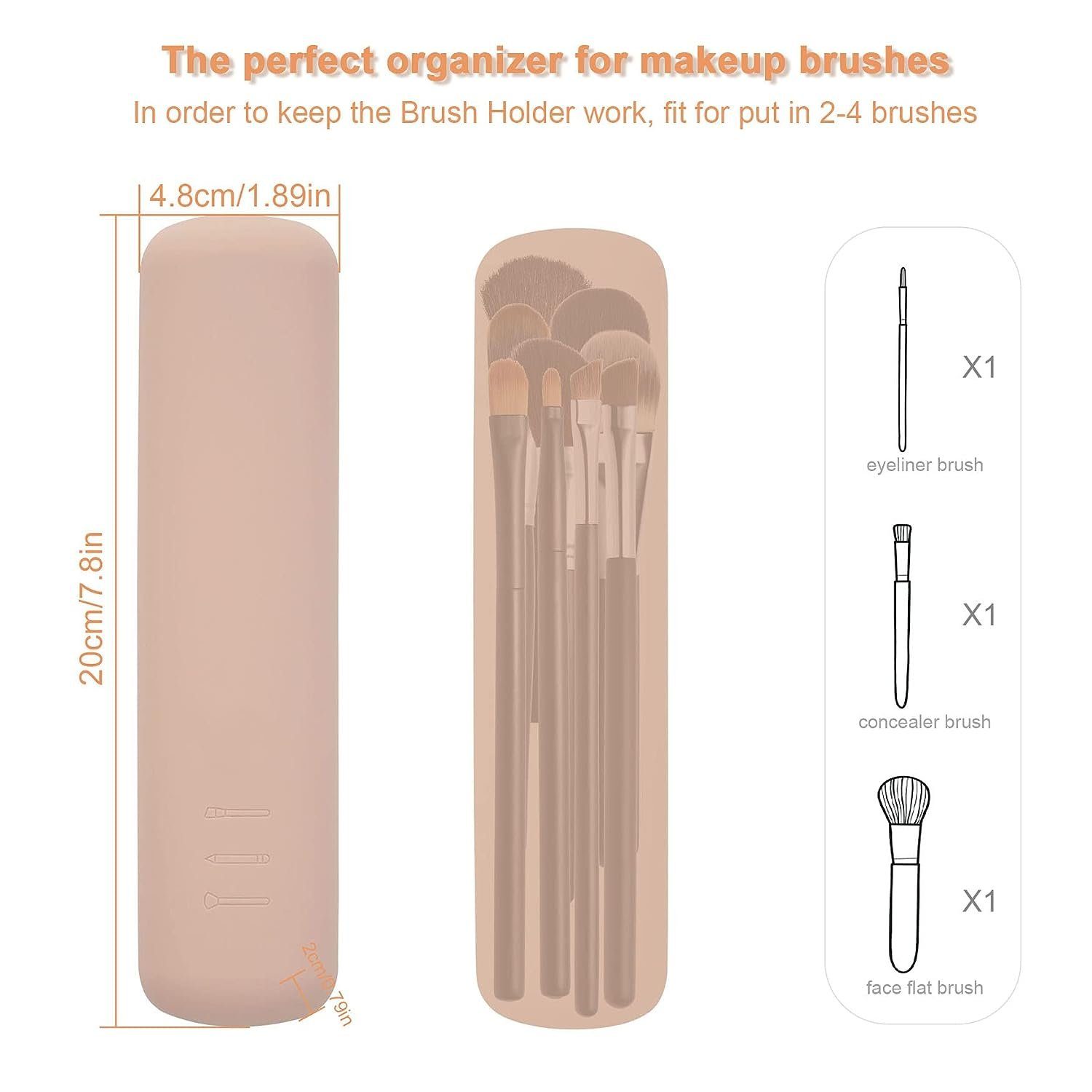Haiaveng Kosmetikkoffer Reise-Makeup-Pinselhalter, stilvoll und tragbar, für Reisen, Khaki