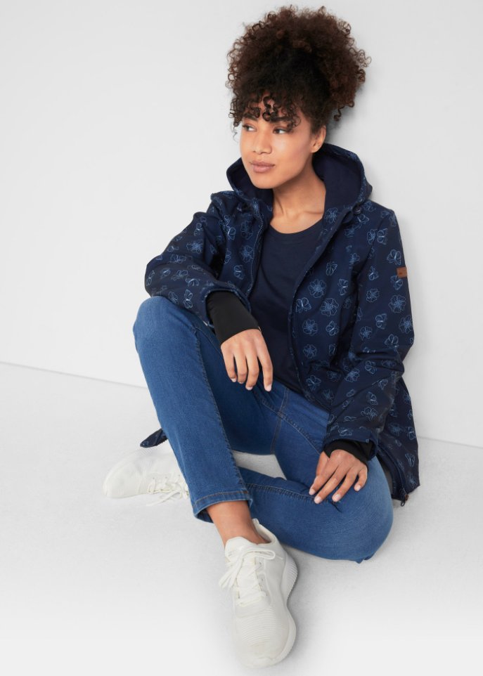 Softshelljacke mit Blumenmuster, wasserabweisend