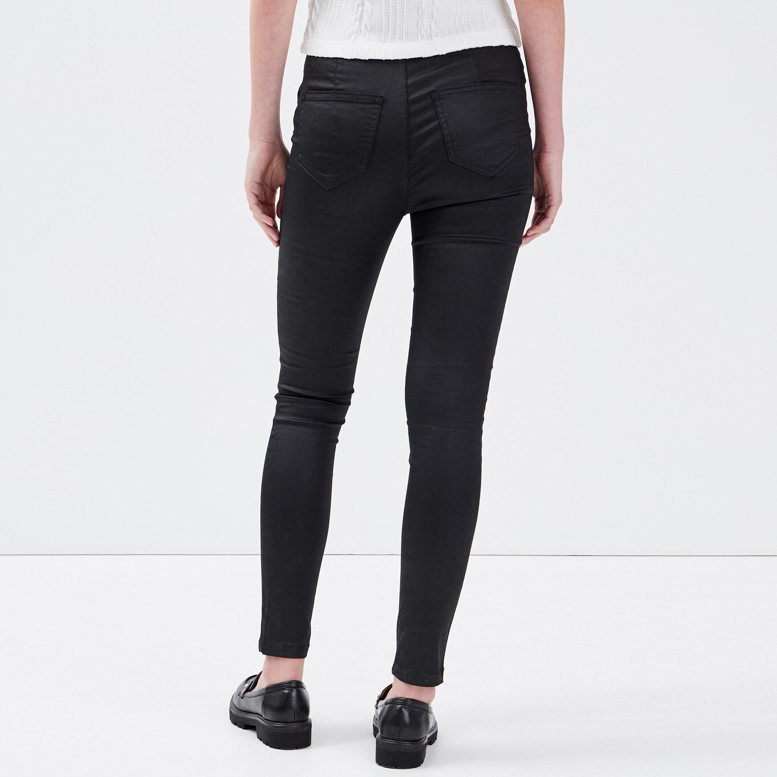 Jeans skinny enduit denim noir enduit femme | Cache Cache