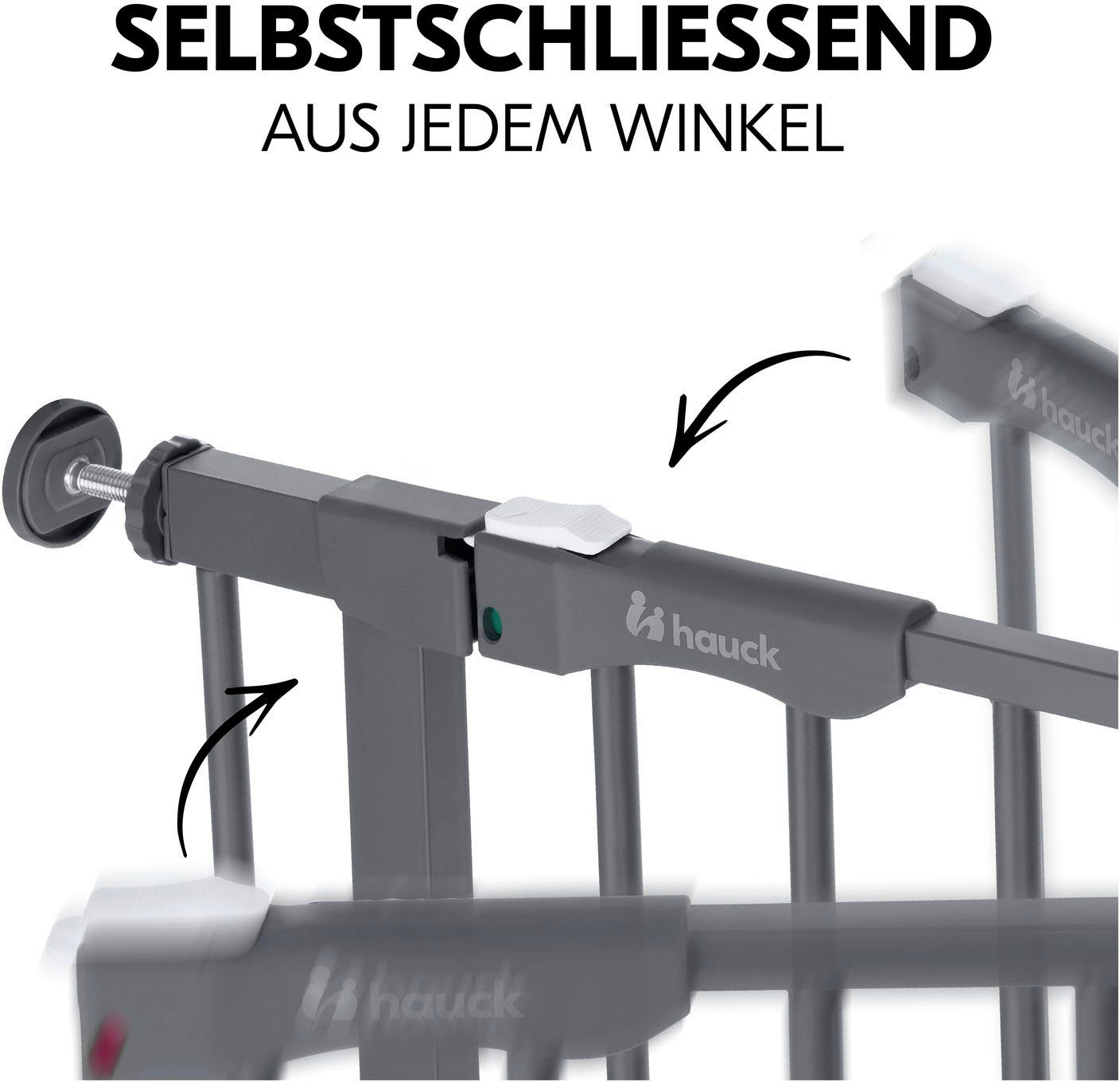 Hauck Türschutzgitter Clear Step Autoclose 2 Set + 9cm, Dark Grey, auch als Treppenschutzgitter verwendbar