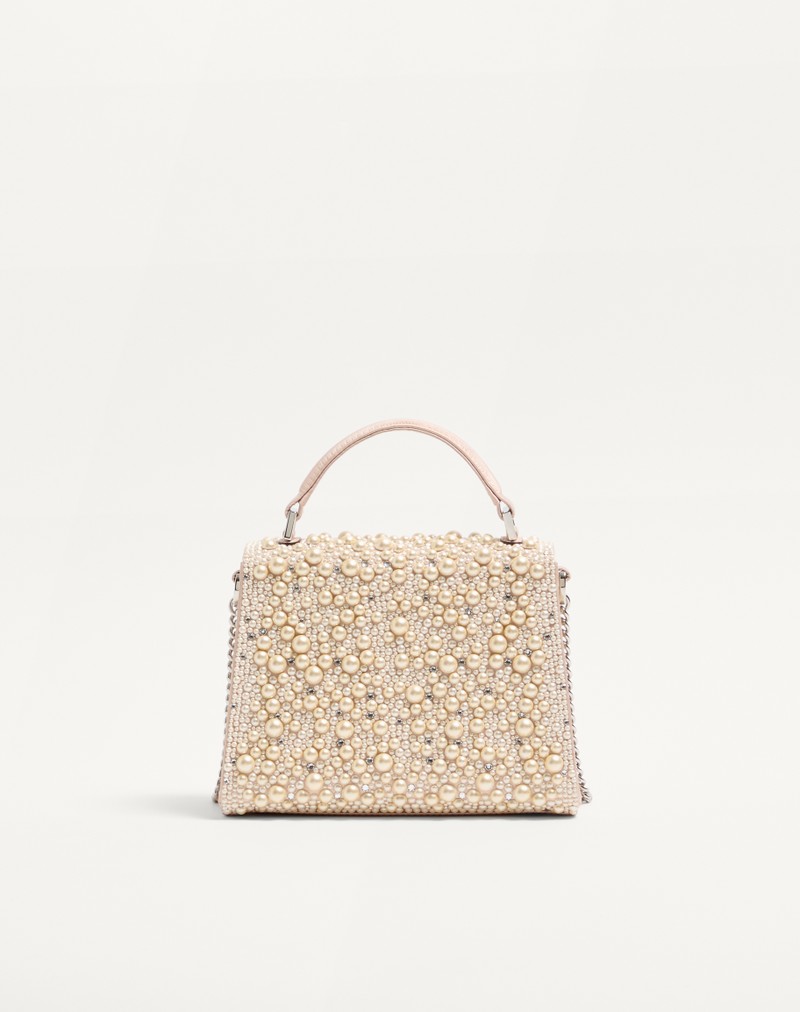 Valentino Garavani Vsling mini-håndtaske med perler, rhinsten og juvellogo
