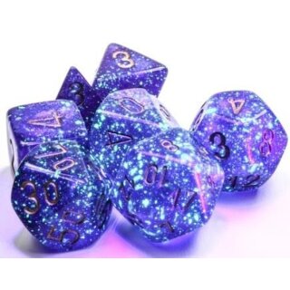 Borealis Mini-Polyhedral Royal Purple/gold Luminary Würfel (7)