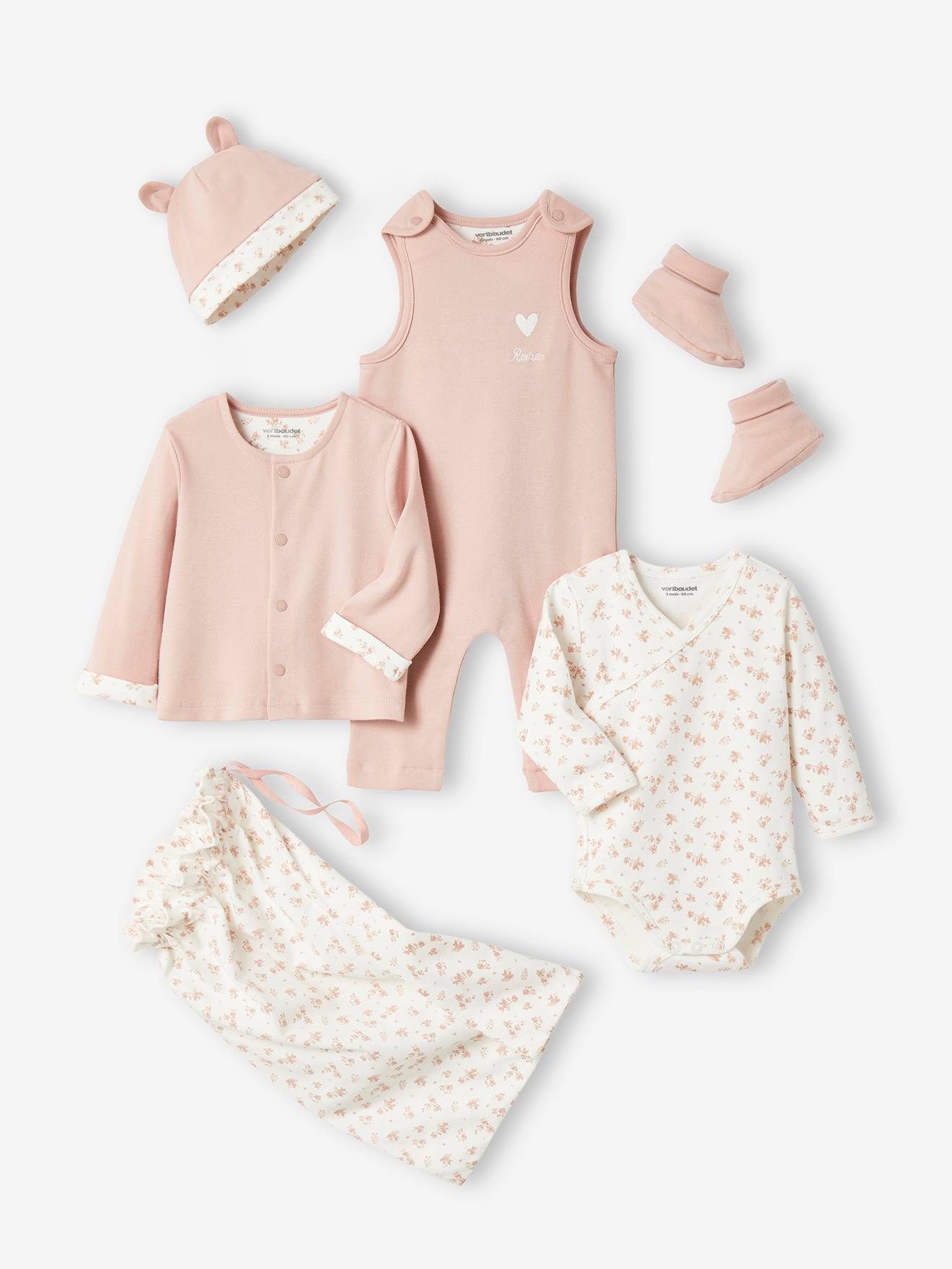 Kit naissance 5 pièces personnalisable + pochon mauve