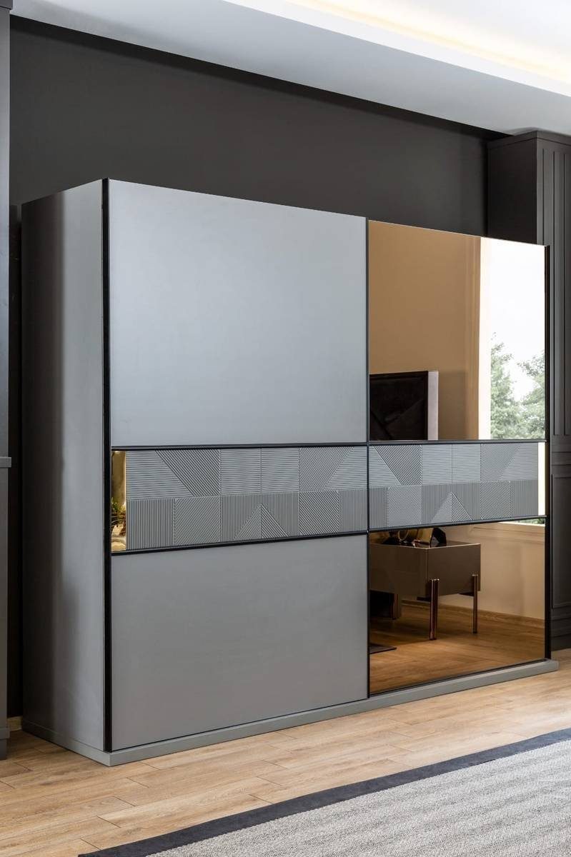 JVmoebel Schlafzimmer-Set Modernes Schlafzimmer Set Designer Bett 2x Nachttische Kleiderschrank, (4-St., 1x Bett + 2x Nachttische + 1x Kleiderschrank), Made in Europa