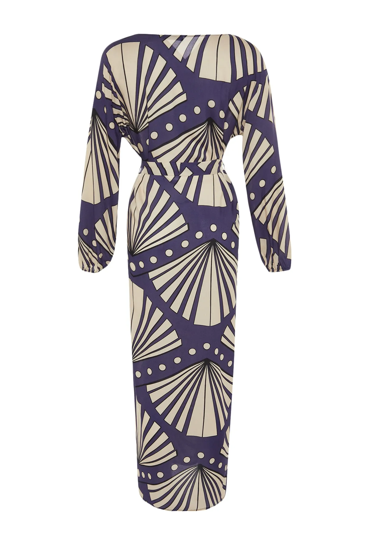 Trendyol Collection  Gewebter Maxi-Kimono und Kaftan mit geometrischem Muster und Gürtel TBESS23KM00027