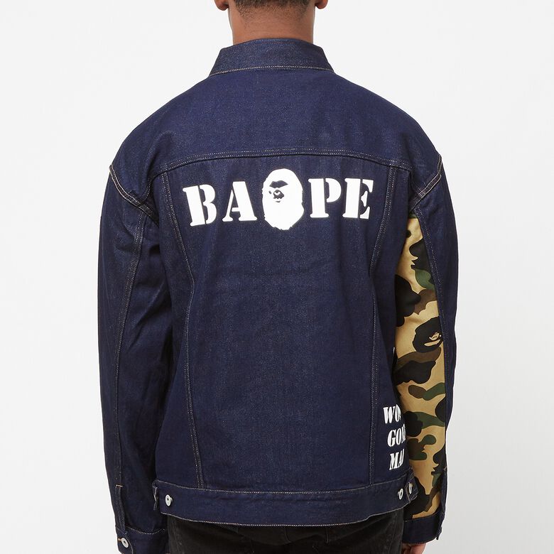 A Bathing Ape Multi Motif Loose Fit Denim Jacket indigo