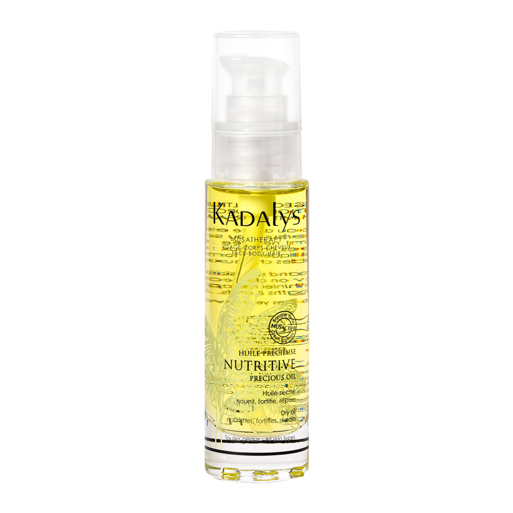 Kadalys Huile Précieuse Nutritive à la Banane Ve rte Bio Huile sèche multi-fonctions visage, barb e, corps, cheveux