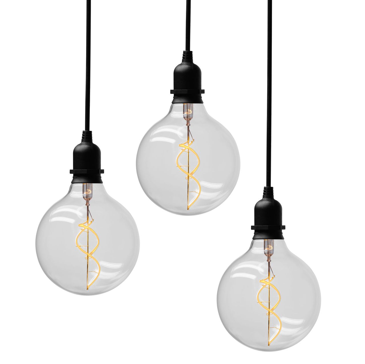 Weles 3er Set Glaskugel Glow klar mit Netzstecker