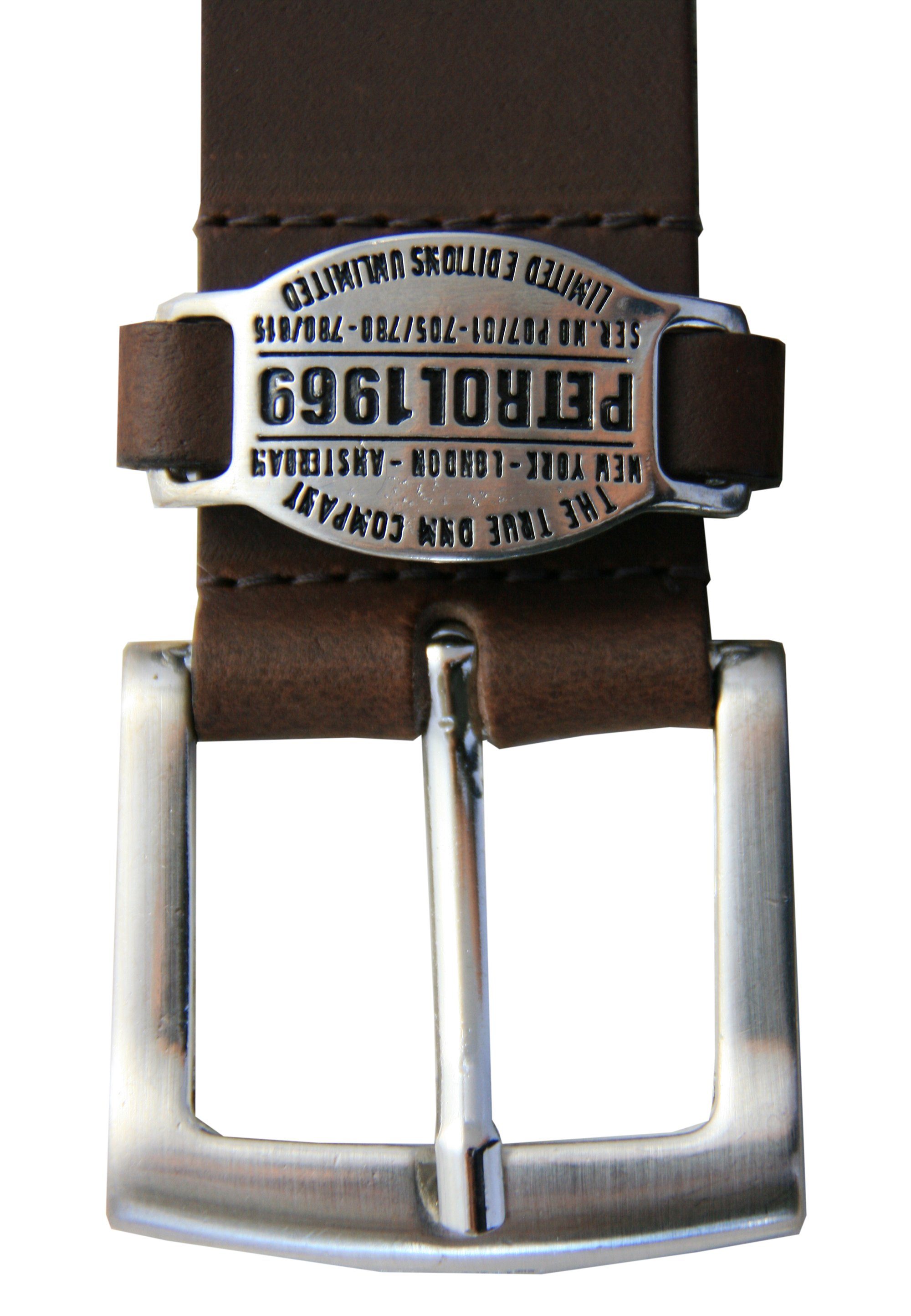 Petrol Industries Ledergürtel mit schicker Markengravur