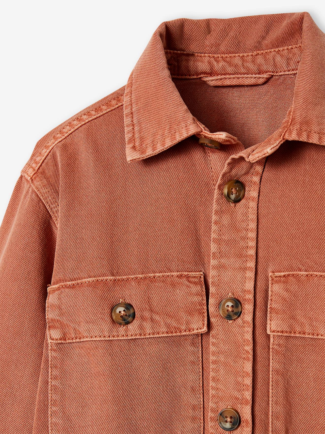Surchemise en toile garçon effet pigment dye terracotta