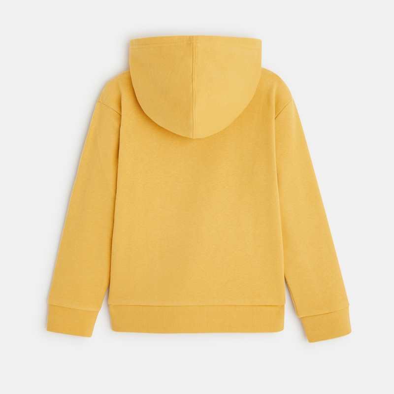 Sweat zippé à capuche jaune garçon