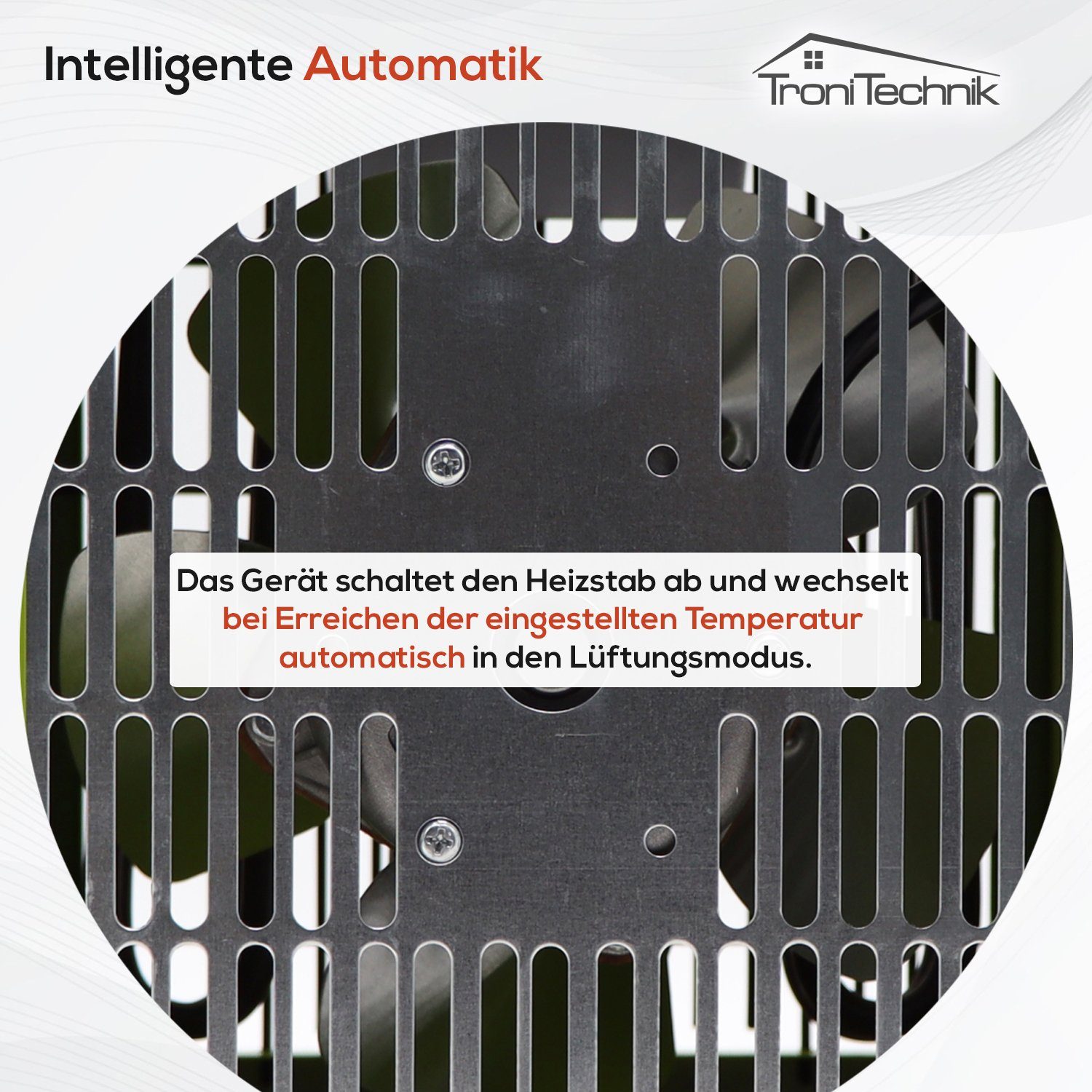 TroniTechnik Heizlüfter Industrieheizung, Heizgerät, Schnellheizer TT-EIH-152,Stahlheizelement, 2000 W, zwei Heizstufen, Überhitzungsschutz und Abschaltautomatik, Thermostat