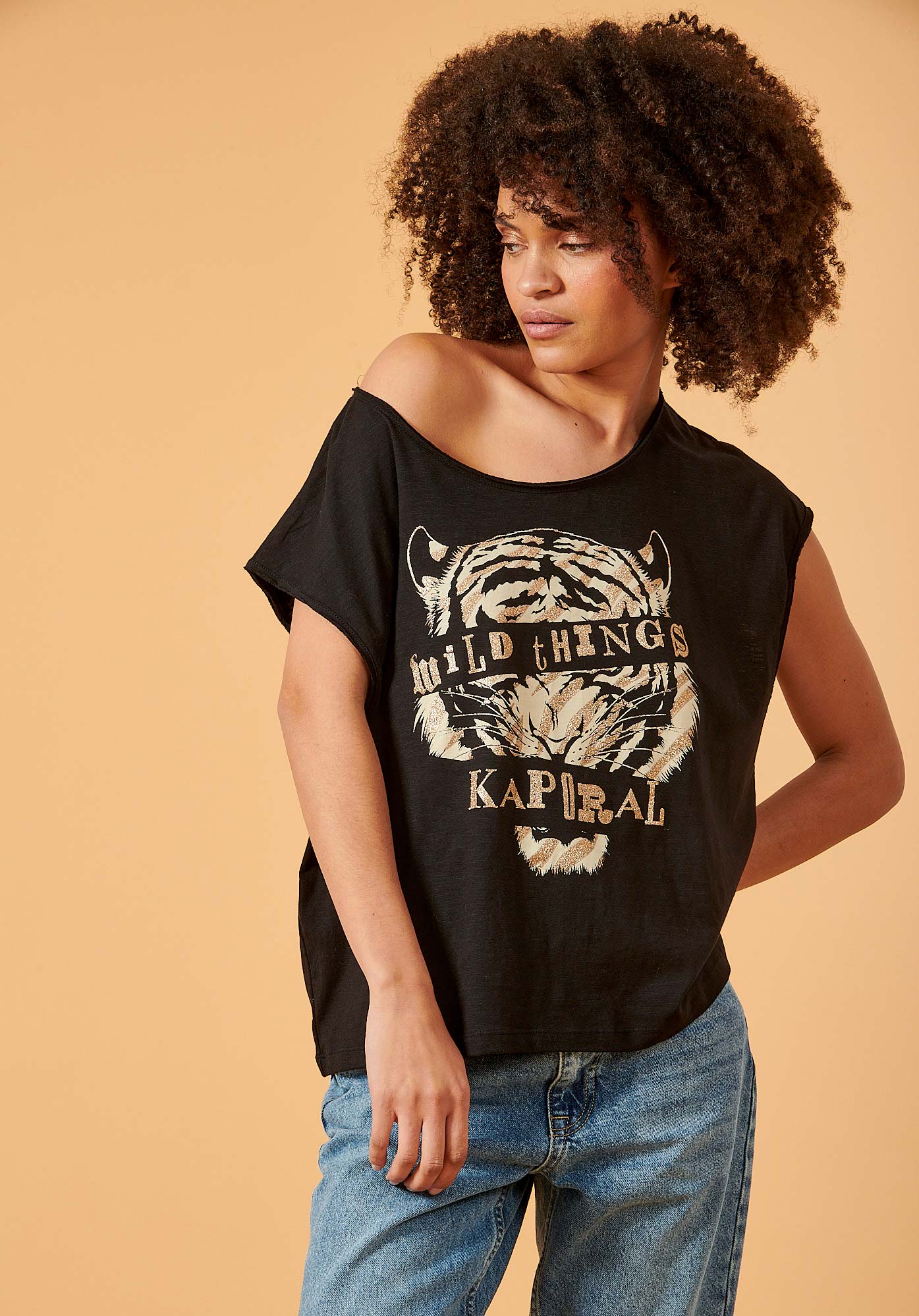FEROL  T-shirt noir Femme 100% coton