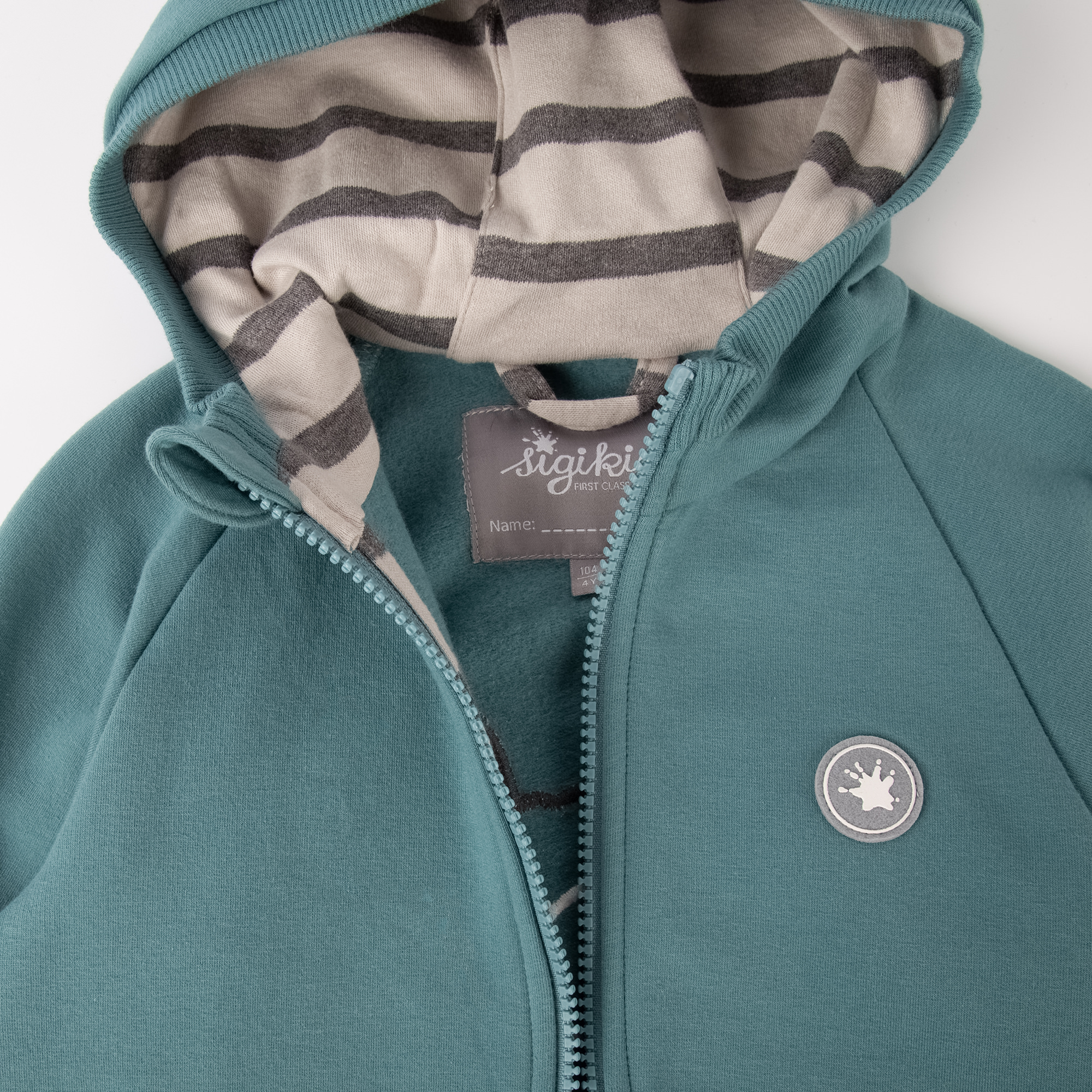 Kinder Sweatjacke mit Kapuze, türkis