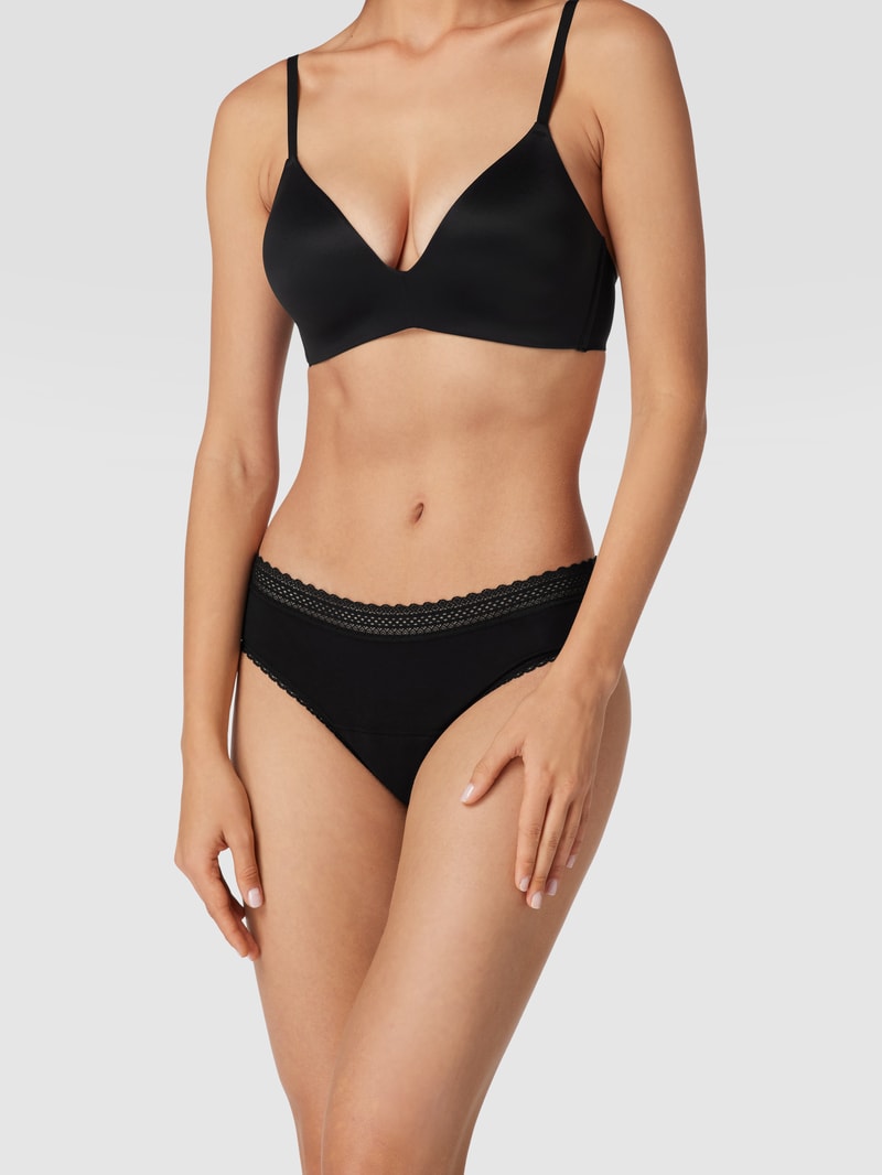 Slip mit Spitzenbesatz im 2er-Pack in schwarz