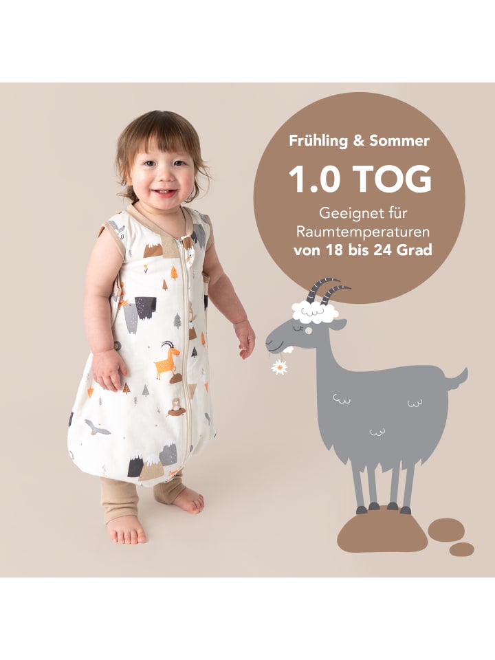 Schlummersack Schlafsack mit Füßen und umklappbaren Bündchen 1.0 TOG in Orange günstig kaufen