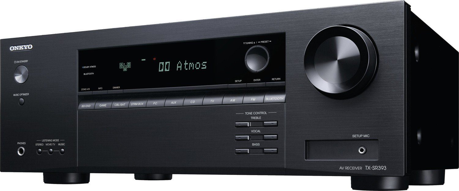Onkyo TX-SR393-B 5.2 AV-Receiver (5.2 Channel, 4k/60p, HDR, Dolby Atmos®, DTS:X®, Bluetooth)