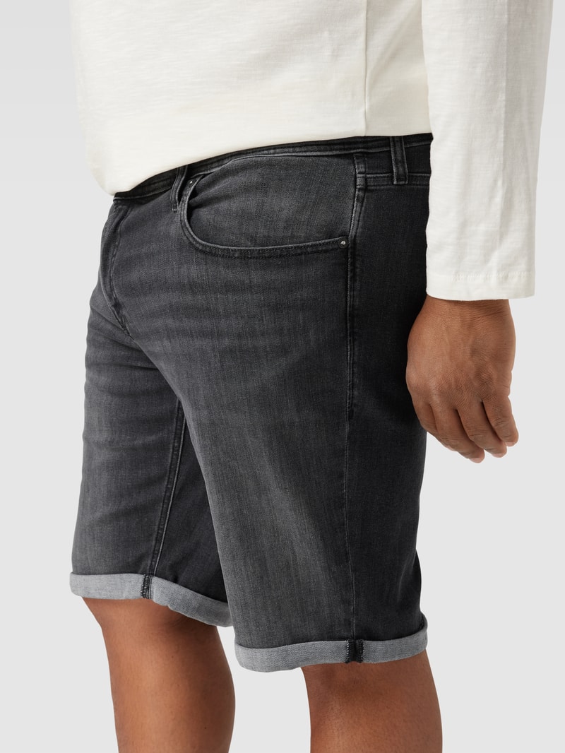 PLUS SIZE Jeansshorts mit fixierten Beinumschlägen Modell 'RICK' in schwarz