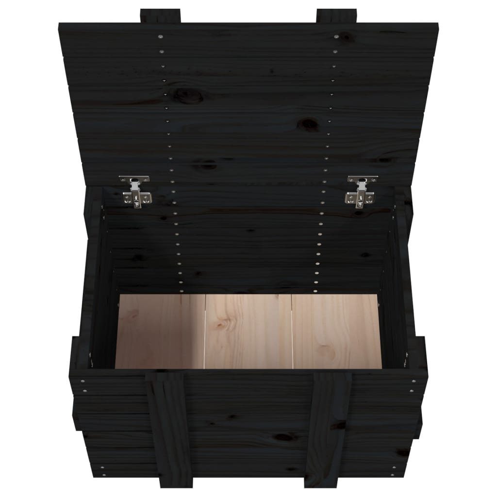 vidaXL Aufbewahrungsbox Truhe Schwarz 58x40,5x42 cm Massivholz Kiefer (1 St)