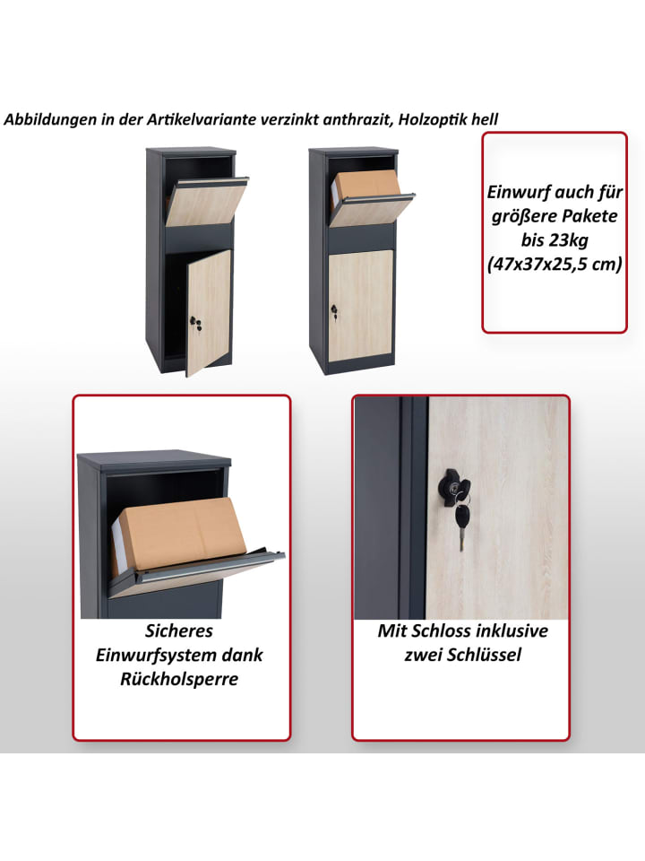 MCW Paketkasten G80 Größe XL, Verzinkt anthrazit Holzoptik dunkelbraun günstig kaufen onesize