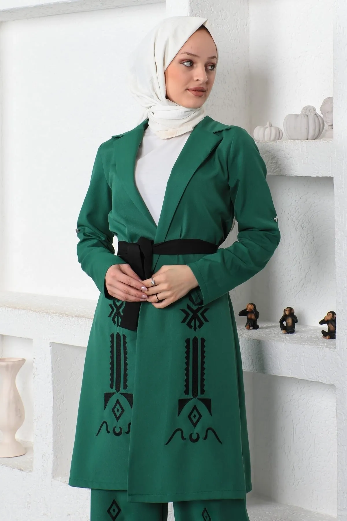 Modamihram  Stickerei-Detailset Smaragd 19002