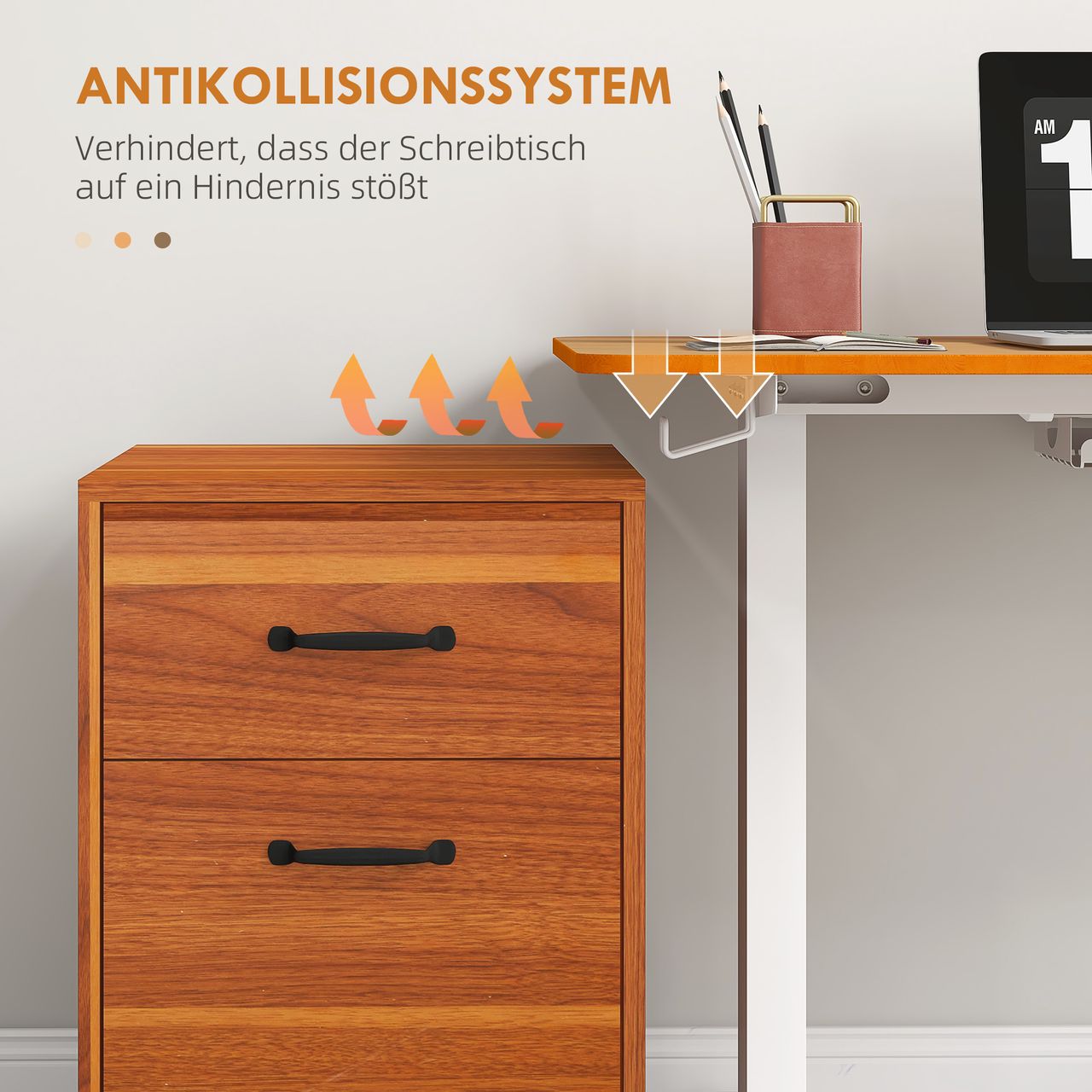 Vinsetto Höhenverstellbarer Schreibtisch Elektrisch 120x60cm Computertisch Natur