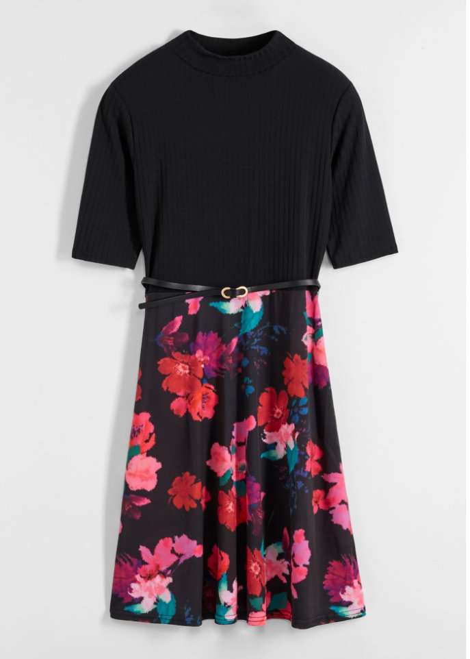 Jerseykleid mit Rollkragen
