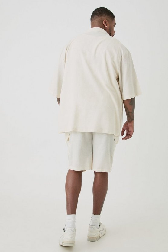 Plus lockere Leinen-Cargoshorts mit elastischem Bund