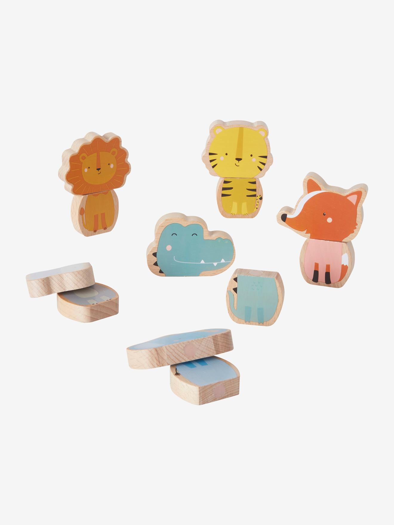 Vertbaudet Magnet-Tiere zum Zusammensetzen, Holz FSC - rosa