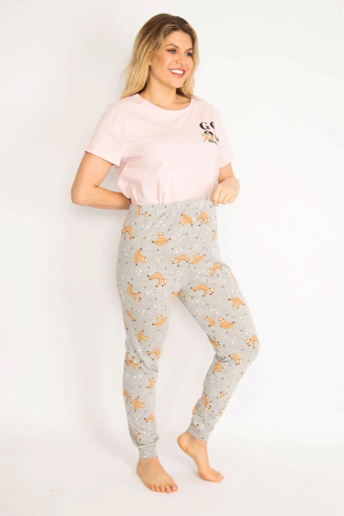 Şans  Damen-Pyjama-Set, groß, bunt, Umstandshose, Bluse, 65n35198