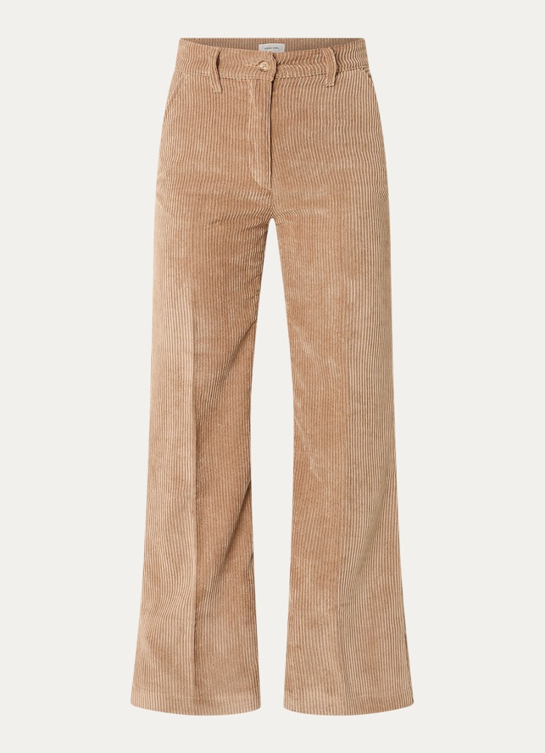 Pantaloni din catifea reiată cu talie înaltă, cu buzunare laterale și evazate pe picioare, creați de Gerard Darel Noémie.