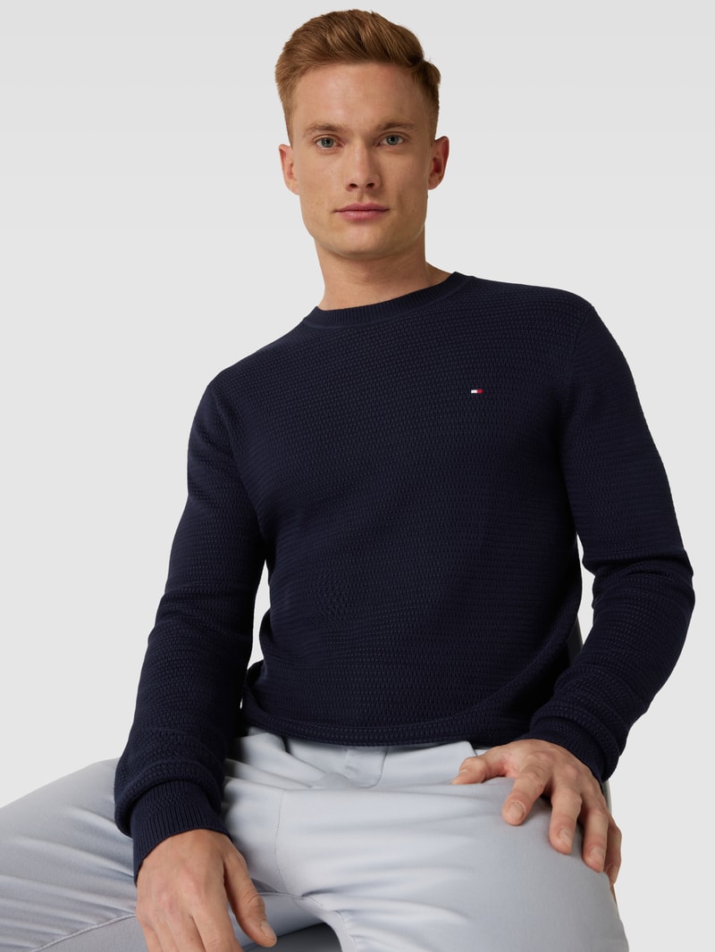 Strickpullover mit Label-Stitching in marineblau