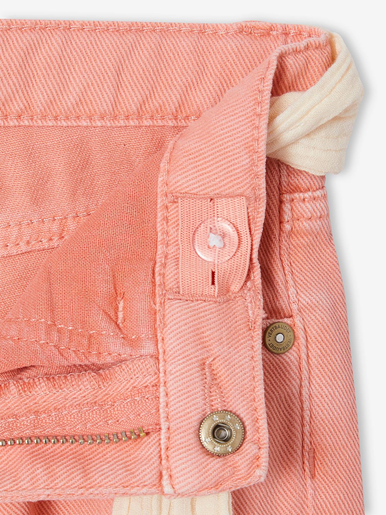 Vertbaudet Mädchen Hose mit Stoffgürtel, Mom-Fit Oeko-Tex - pfirsich
