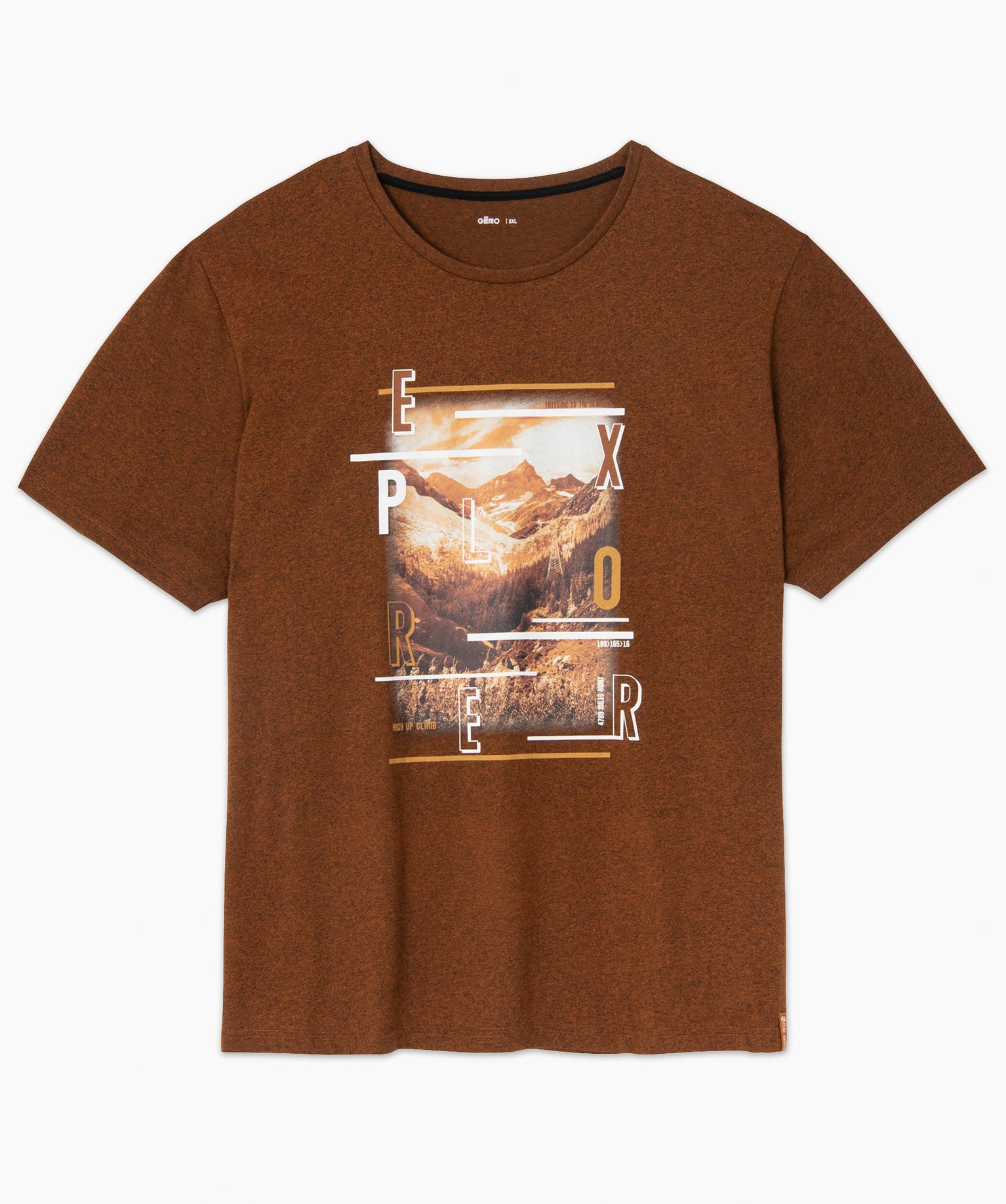 Tee-shirt homme grande taille avec motif montagne marron | GEMO