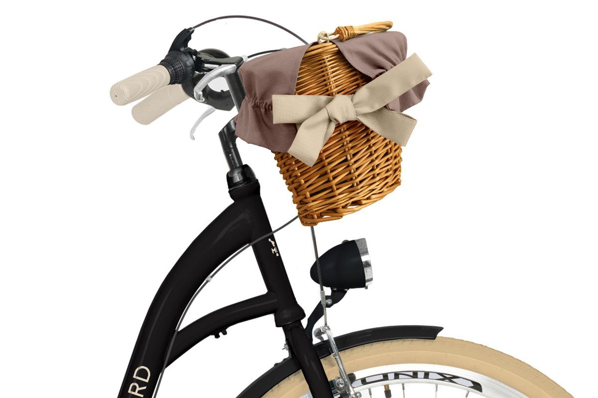 MILORD BIKES Cityrad Milord City Fahrrad Korb Damen, 28/26 Zoll, Schwarz-Creme, 7-Gang, 7 Gang, Kettenschaltung