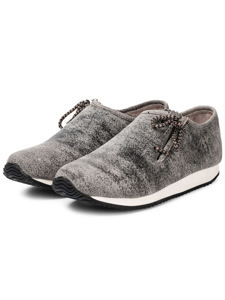 PAULGOS Haferlschuh Trachten Sneaker Schnürschuh Echtleder in Mitternachtsgrau günstig kaufen