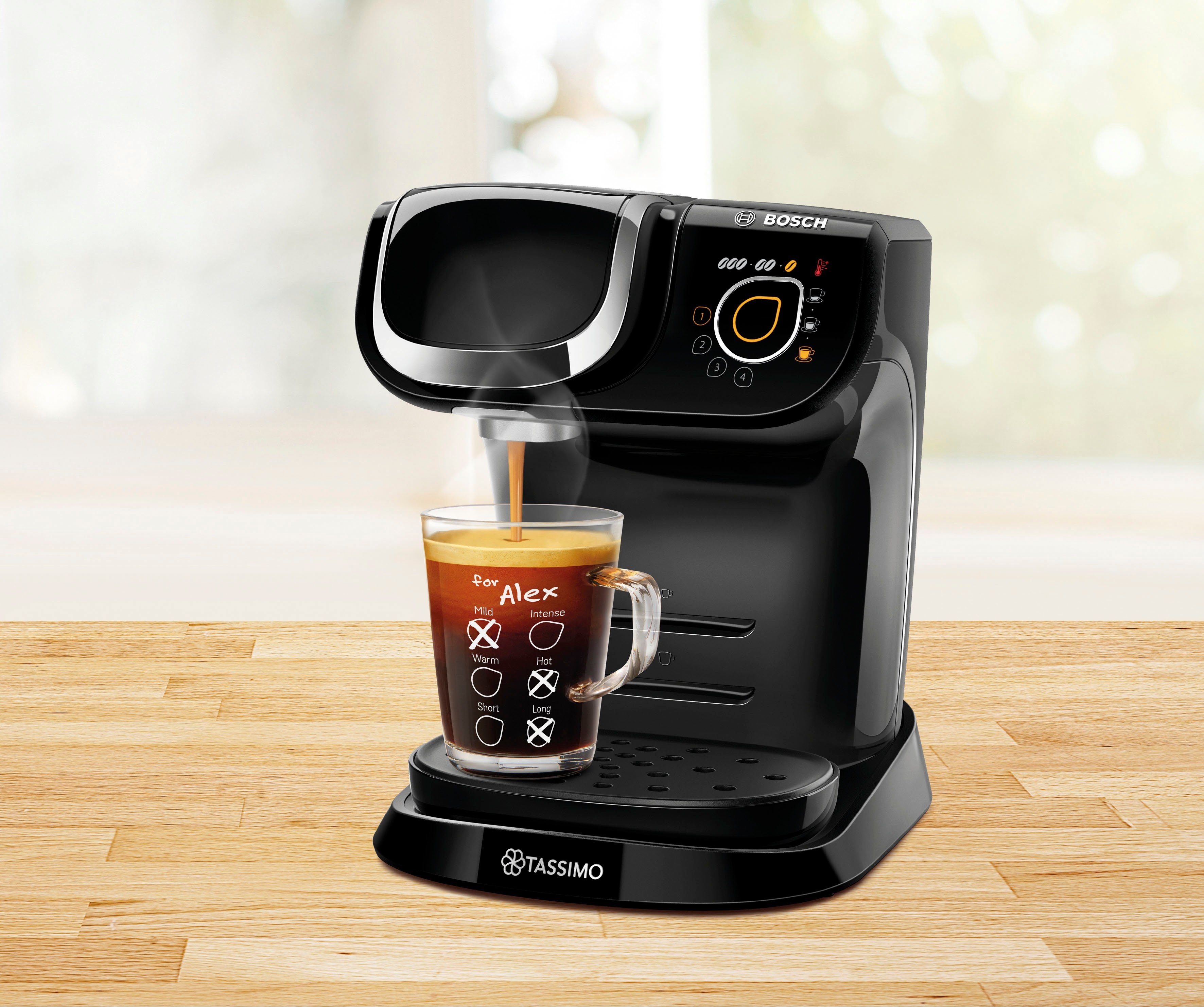 TASSIMO Kapselmaschine My Way 2 TAS6502, inkl. 2 TASSIMO Latte-Macchiato-Gläser by WMF Wert: UVP € 9,99