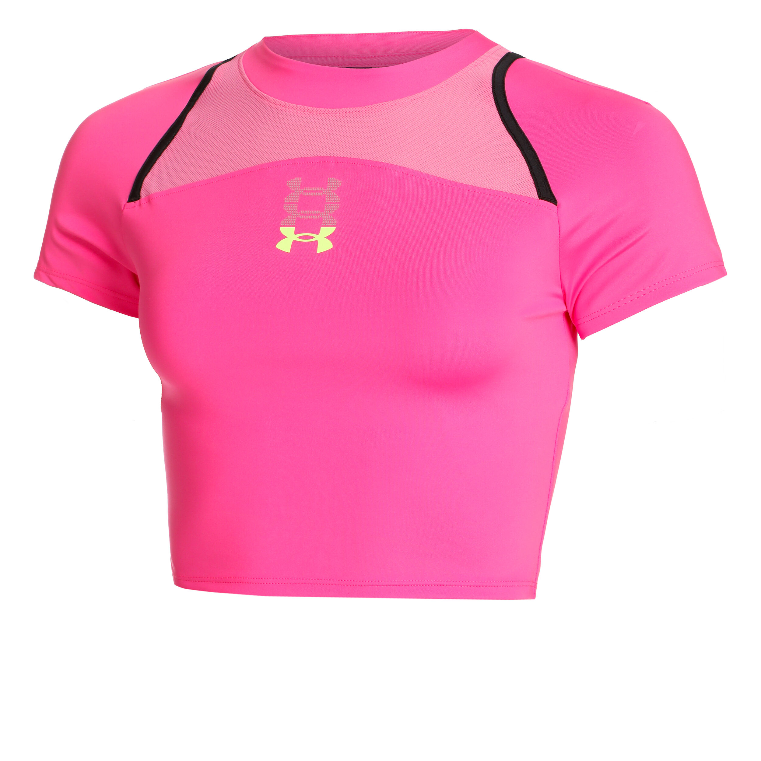 Run Anywhere Crop Laufshirt Damen - Pink, Schwarz