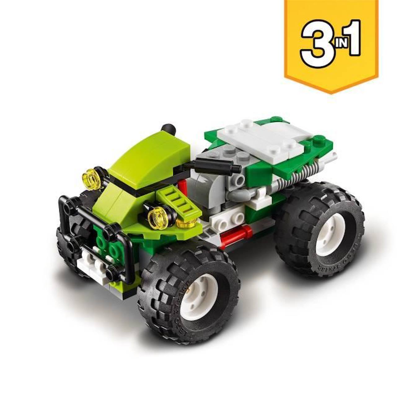 LEGO® 31123 Creator 3 en 1 Le Buggy Tout-Terrain, Chargeuse-Pelleteuse, VTT Jouet pour les Enfants, Ensemble de 3 Véhicules vert