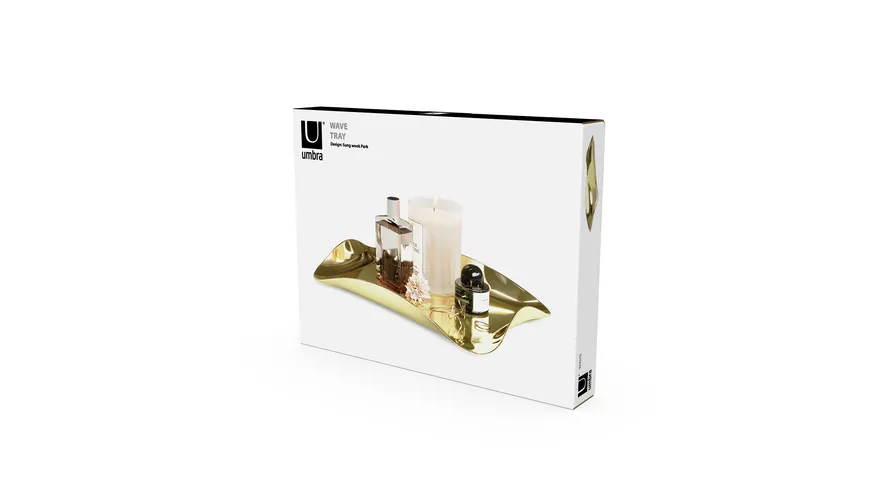 umbra Metall Tablett Wave Tray Brass Messing