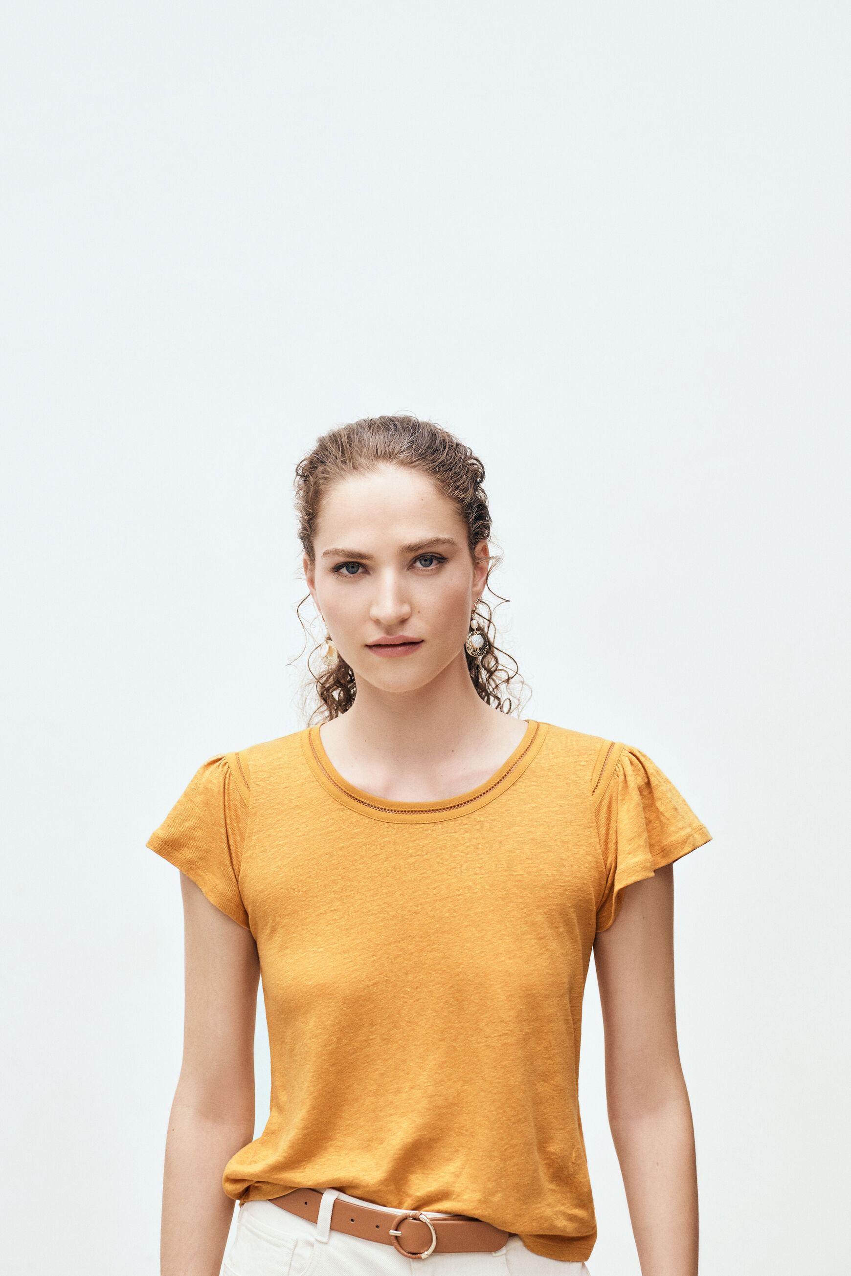 t-shirt davy 100% lin jaune fonce femme