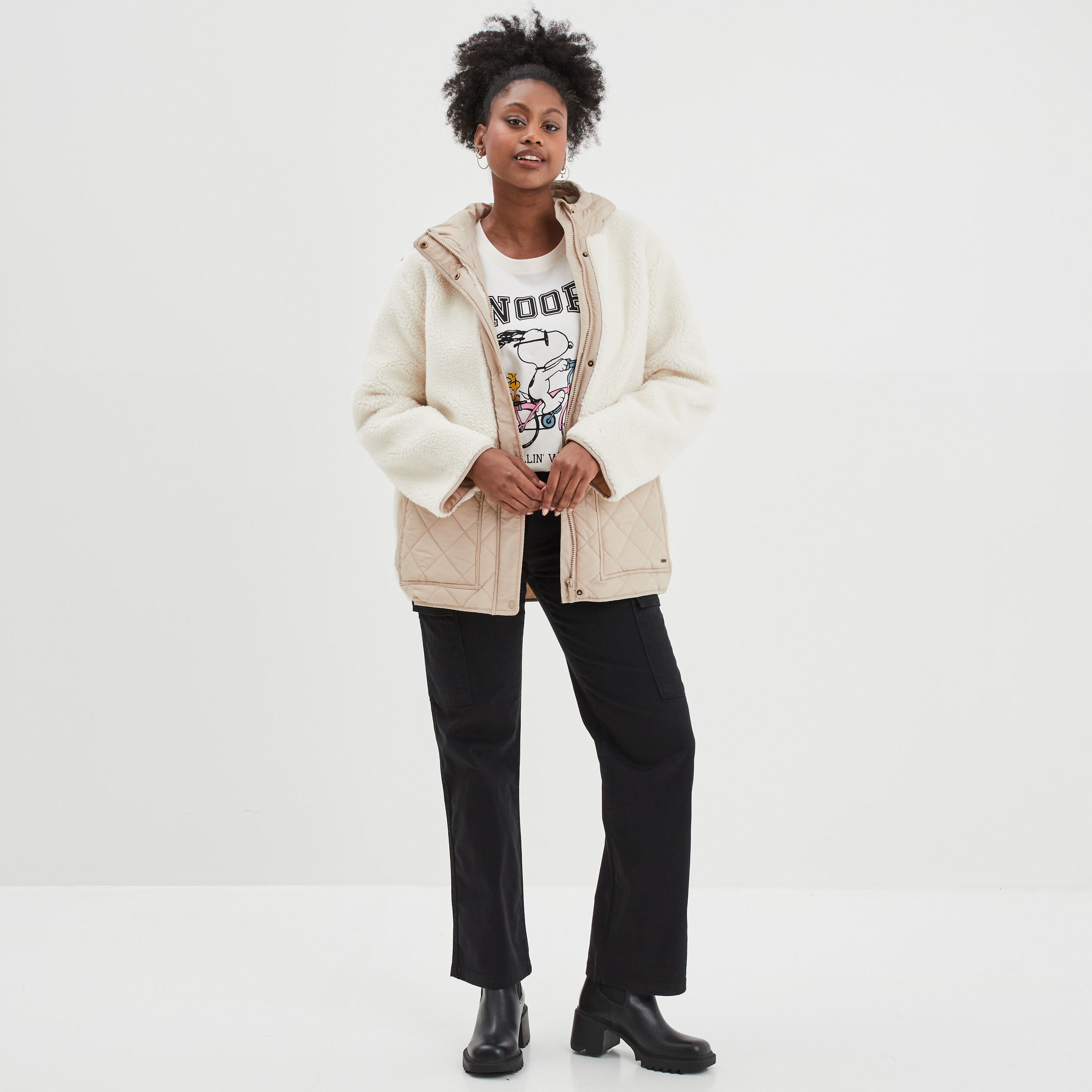 Pantalon cargo droit noir femme | La Halle