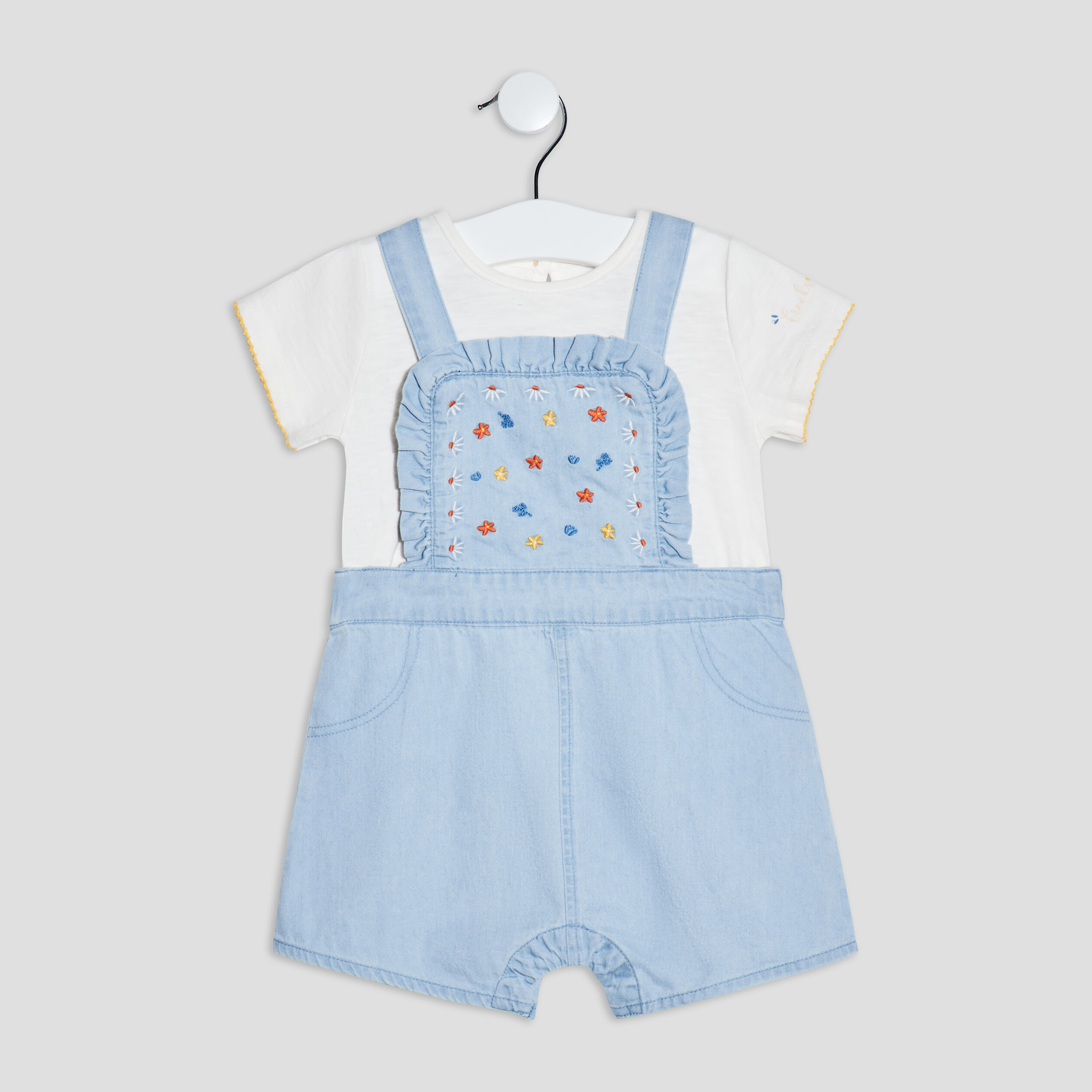 Ensemble 2 pièces denim stone bébé fille | La Halle