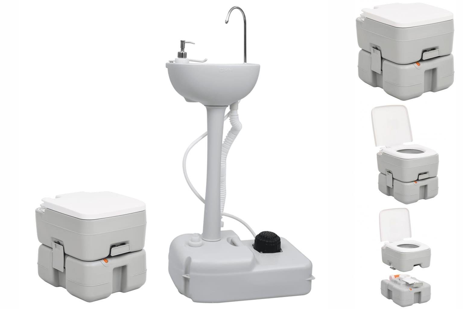 vidaXL Campingtoilette Tragbare Campingtoilette mit Waschbecken