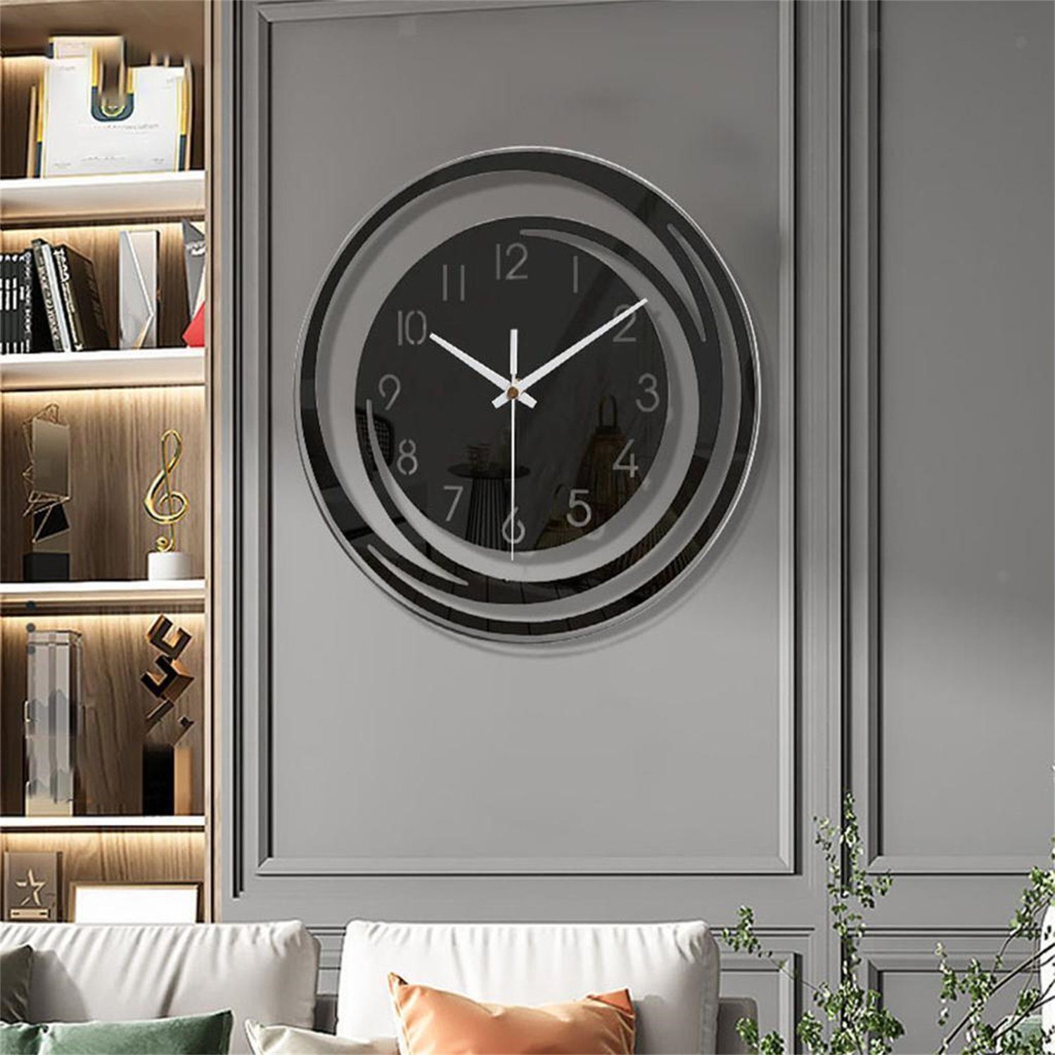 Yoyaxi Uhr Einfache Wanduhr, schwebende Stummschaltung (Stilvolle Dekoration für Wohnzimmer, digitale Wanduhr)