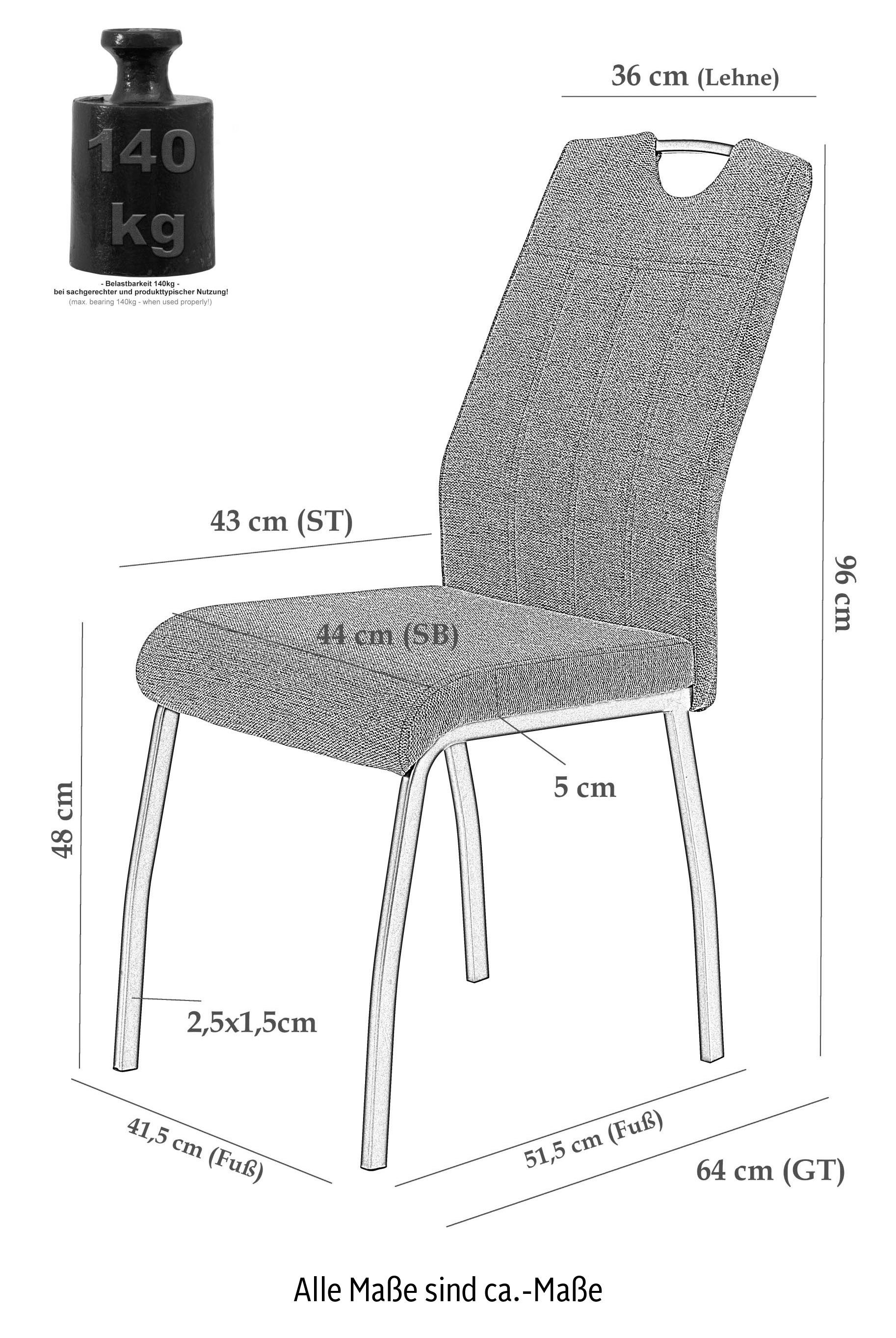 HELA 4-Fußstuhl ELIF (Set, 2 St), 140 Kg Belastbar